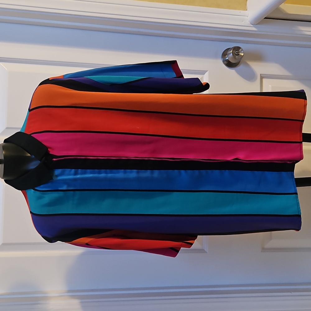 SPITALNICK Striped Multicolor SILK Button-Up Shirt blouse - 14